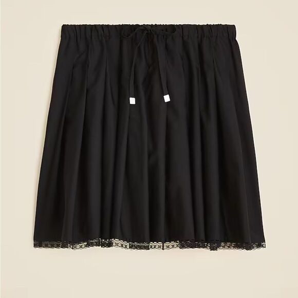 NWT J CREW Pleated tie-waist mini skirt in black - Picture 2 of 14